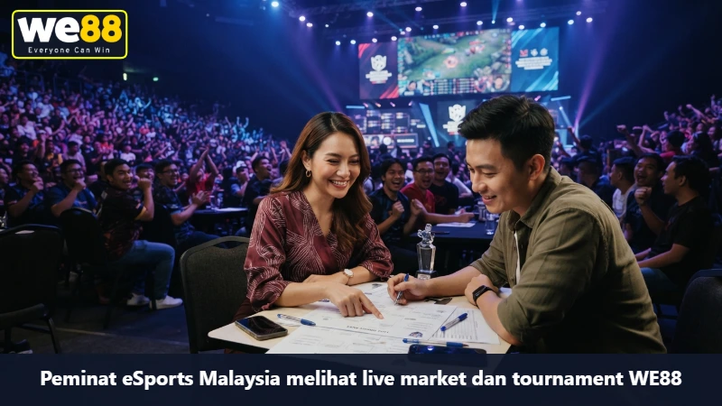 Peminat eSports Malaysia melihat live market dan tournament WE88